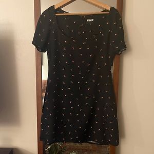 Reformation black floral mini dress